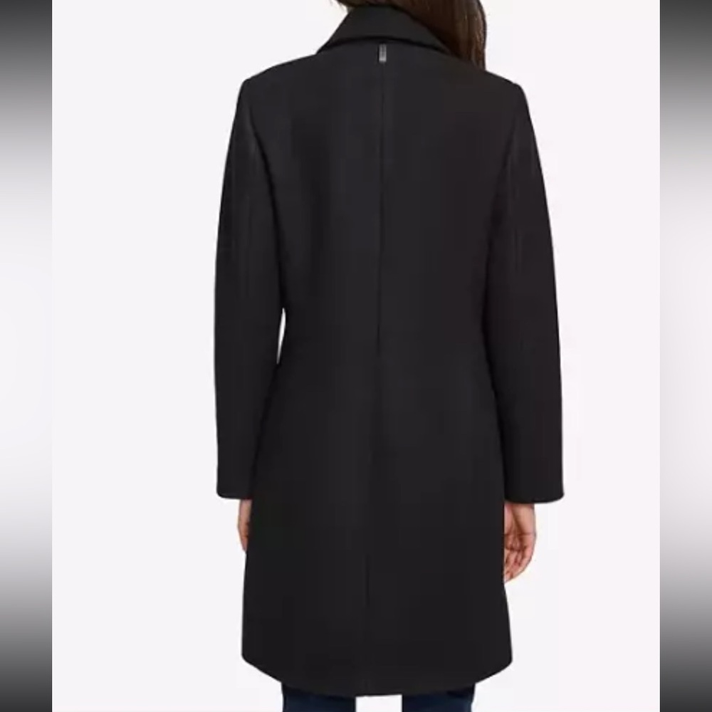 NWT DKNY Solid Black Fashion Coat Faux Wool - Picture 6 of 6